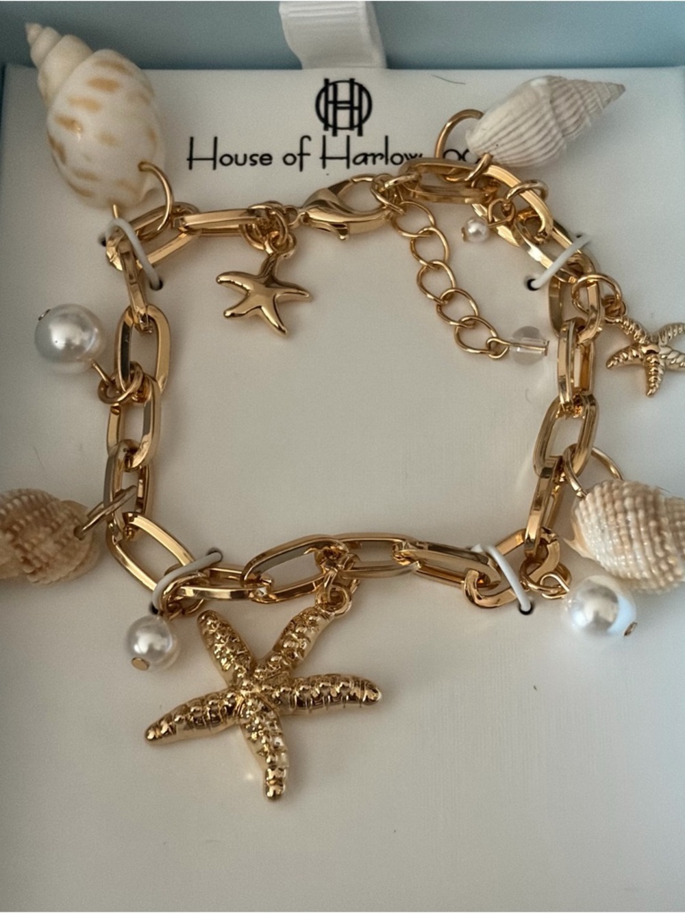 House of Harlow 1960 Gold Starfish Charm Bracelet
